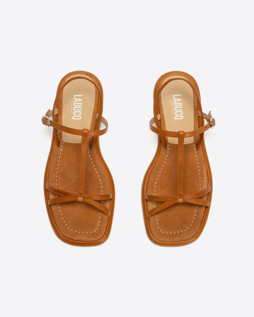 Ida Tan Minimal Leather Sandal, Made in Italy – Labucq
