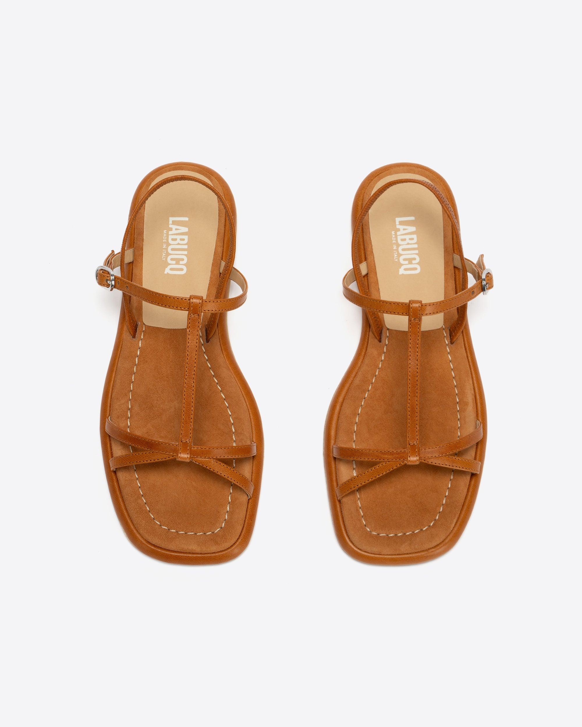 Ida Tan Minimal Leather Sandal, Made in Italy – Labucq